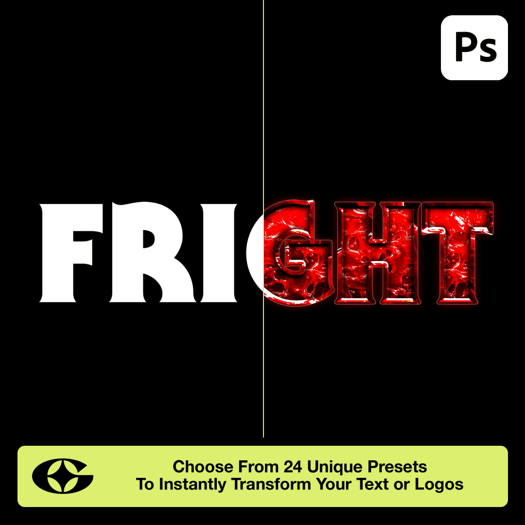 Before and after transformation using Fright Night Text Styles Pack (Vol. 2) | GFXWRLD