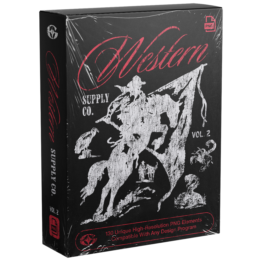 Western Supply Co. Elements (Vol. 2) - 130 western PNG design elements box | GFXWRLD